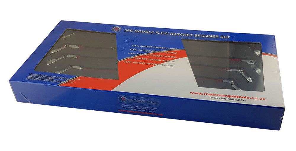 Britool Hallmark 5pc Extra Long Flexi Ratchet Spanner / Wrench Set
