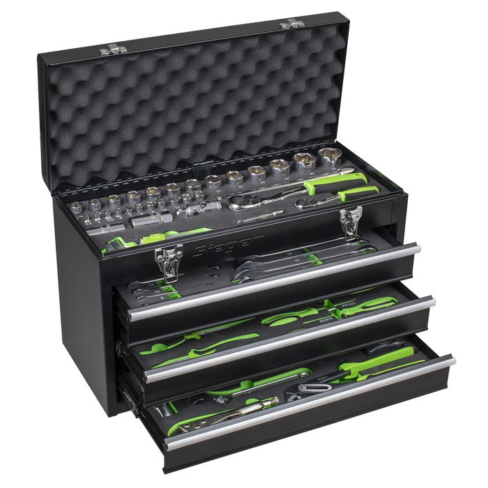 Siegen Portable Tool Chest 3 Drawer with Tool Kit 98pc