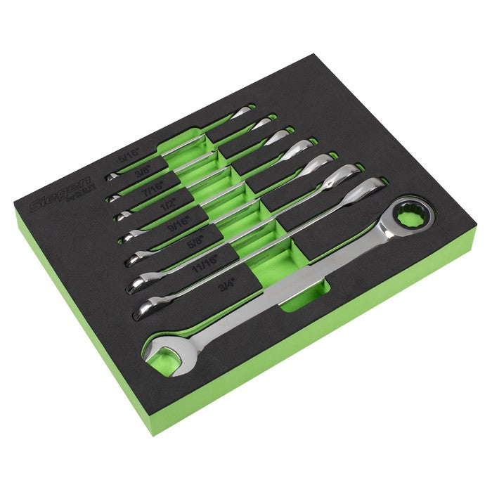 Sealey Siegen Imperial Combination Ratchet Spanner Set 8pc