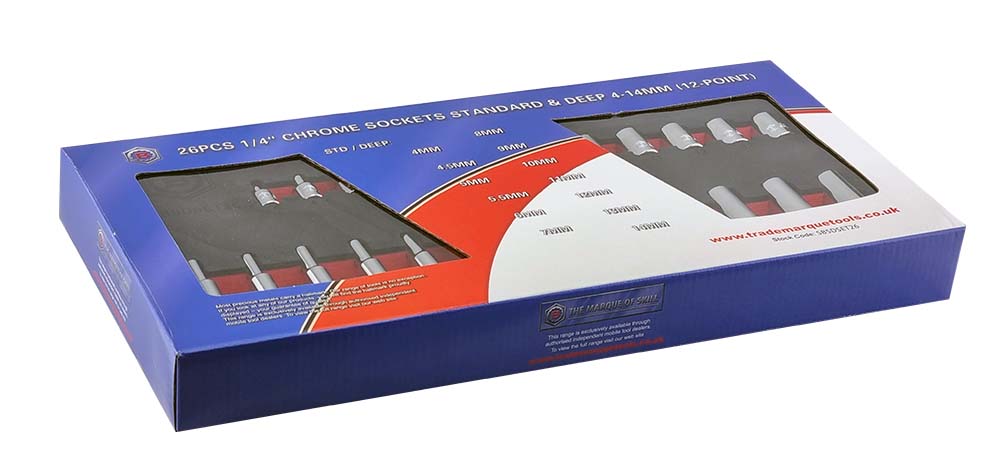 1/4"Sd Standard & Deep Hexagon (6-Point) Socket Set - 26 Pieces Britool Hallmark
