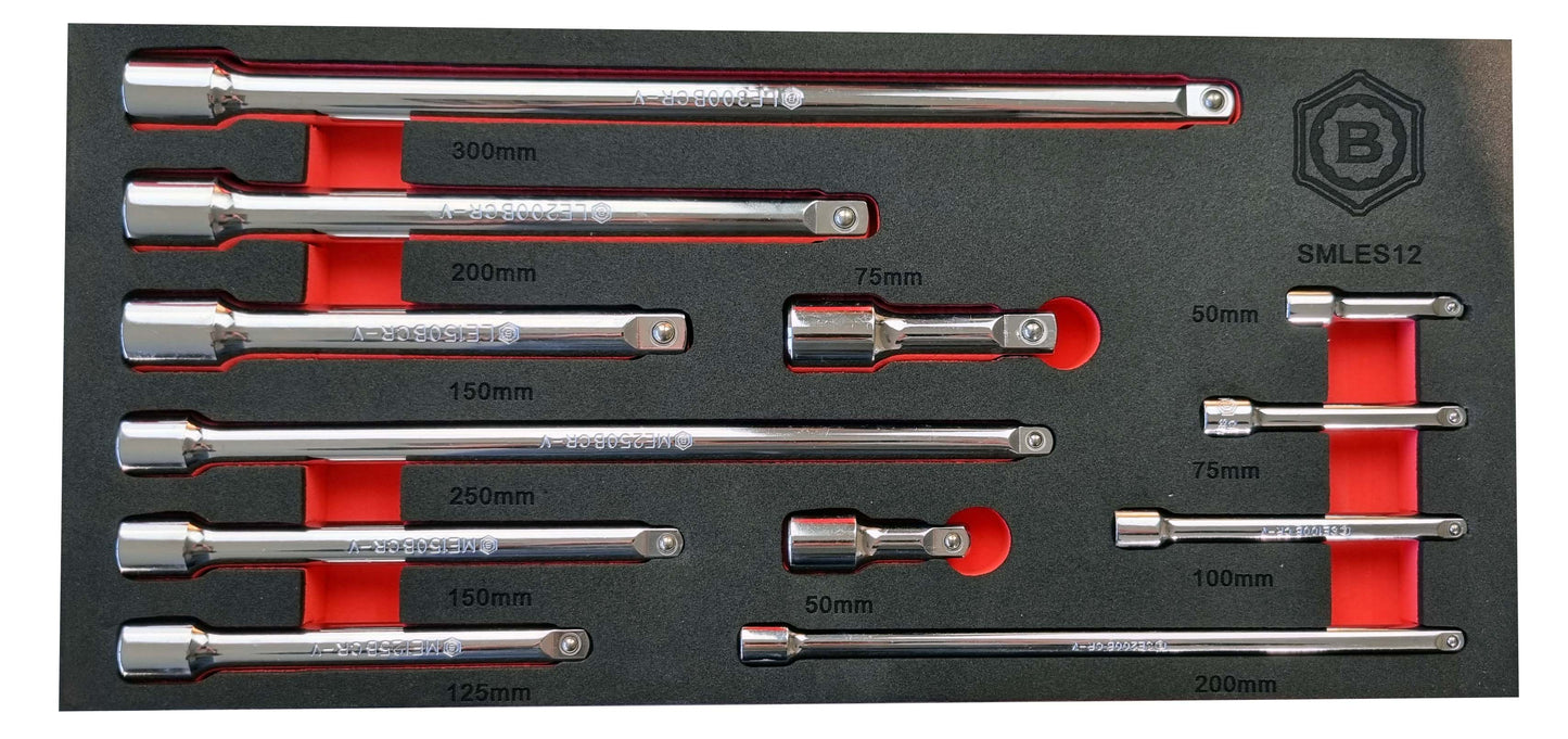 12pc Extension Bar Set 1/4", 3/8" & 1/2" Drive From Britool Hallmark