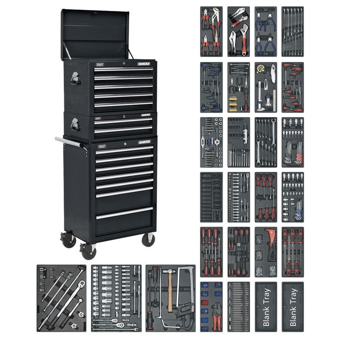 Superline PRO® Tool Chest Combination 14 Drawer with 1179pc Tool Kit - Black