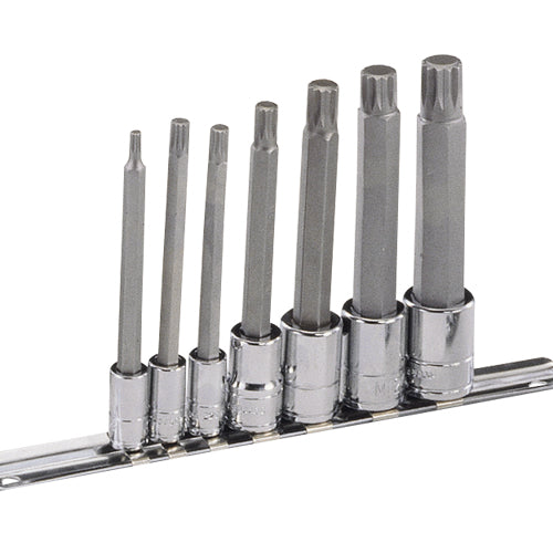 7 Piece 1/4" & 3/8"ť Long Spline Bit Socket Set From Genius Tools