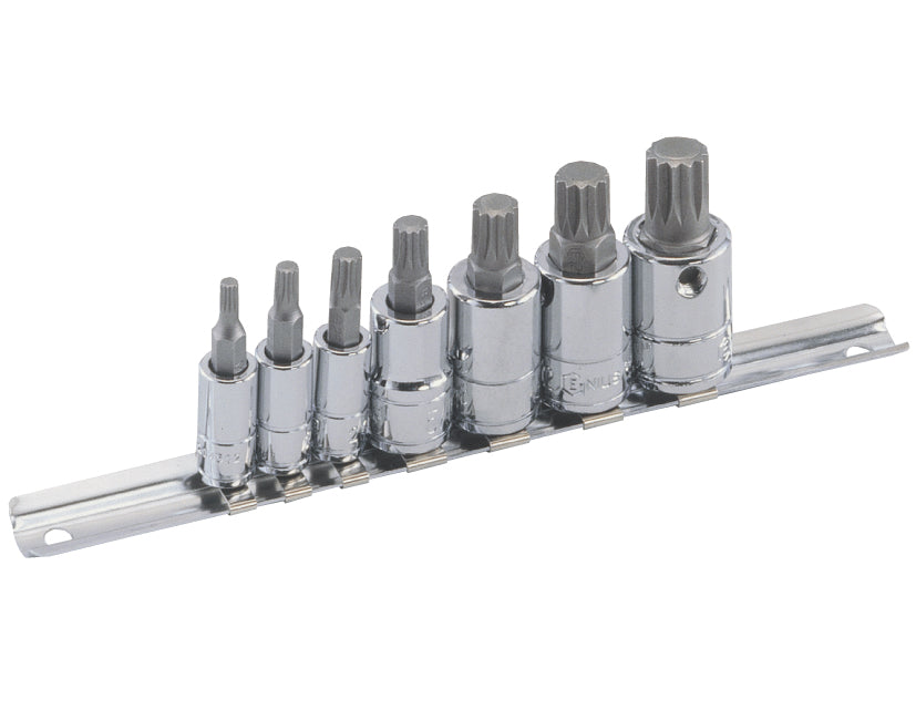 7 Piece 1/4" & 3/8"ť Spline Bit Socket Set From Genius Tools