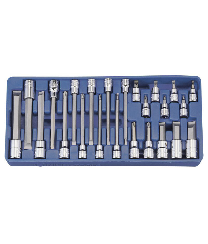 24pc 3/8" & 1/2" Dr Slotted & Phillips Bit Socket Set Genius Tools
