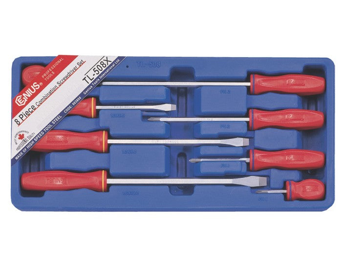 8pc Slotted & Phillips Screwdriver Set From Genius Tools