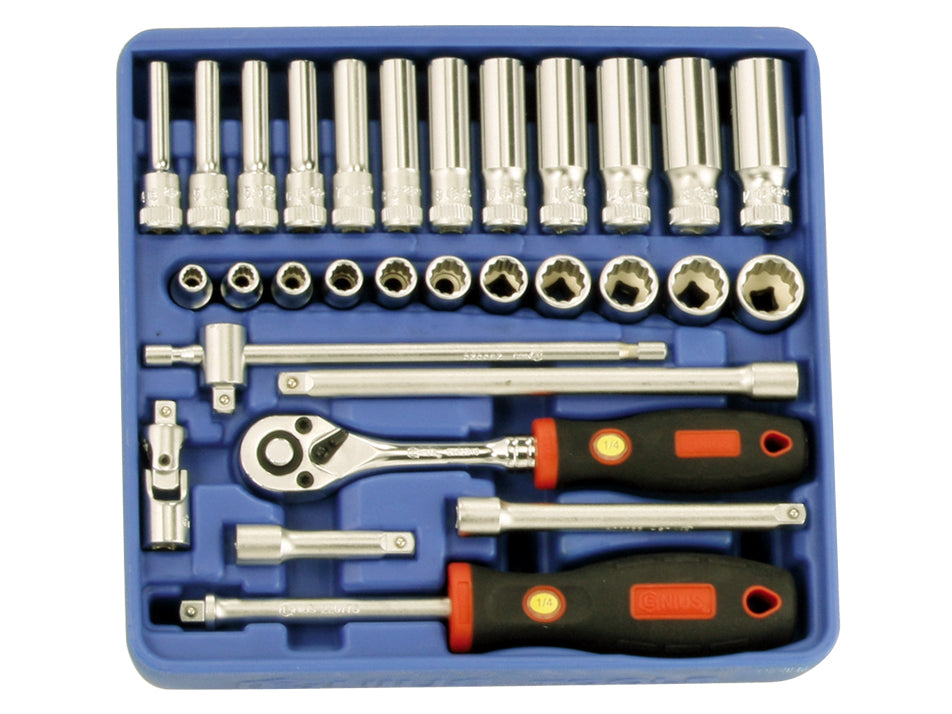 1/4"ť Socket & Accessory Set Genius Tools TW-230M