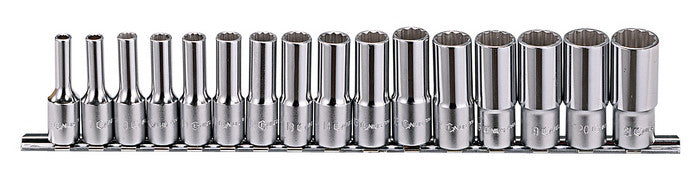 Deep Socket Set 6-21mm 16 Pieces 3/8" Sq Dr 12 Point (Bi-Hex) From Genius Tools