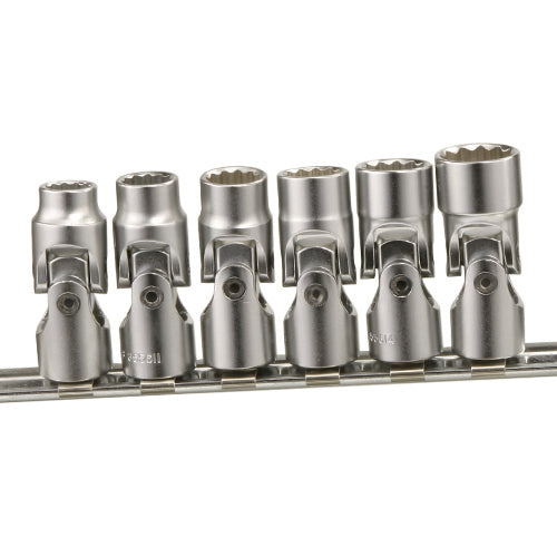 6 Piece 1/4" Dr SAE AF Universal Swivel Socket Set (12-Point) Genius Tools