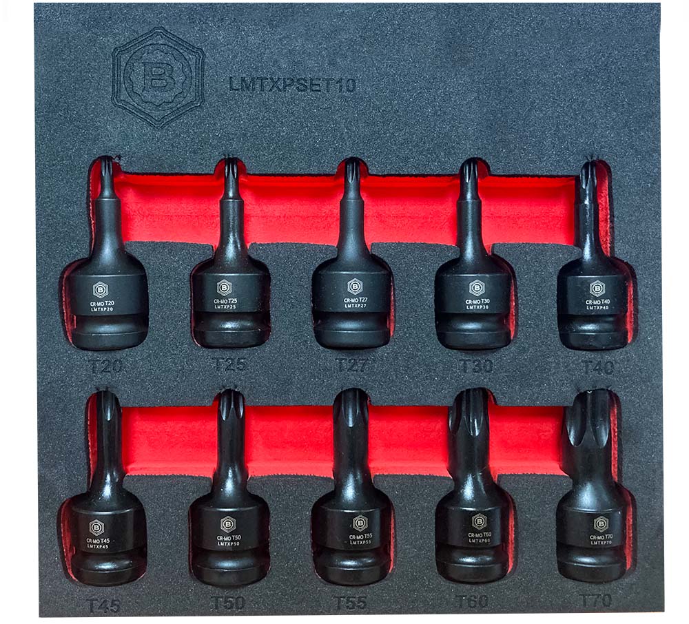 Britool Hallmark Torx / Star Impact Driver Set 10pc, 1/2" Drive