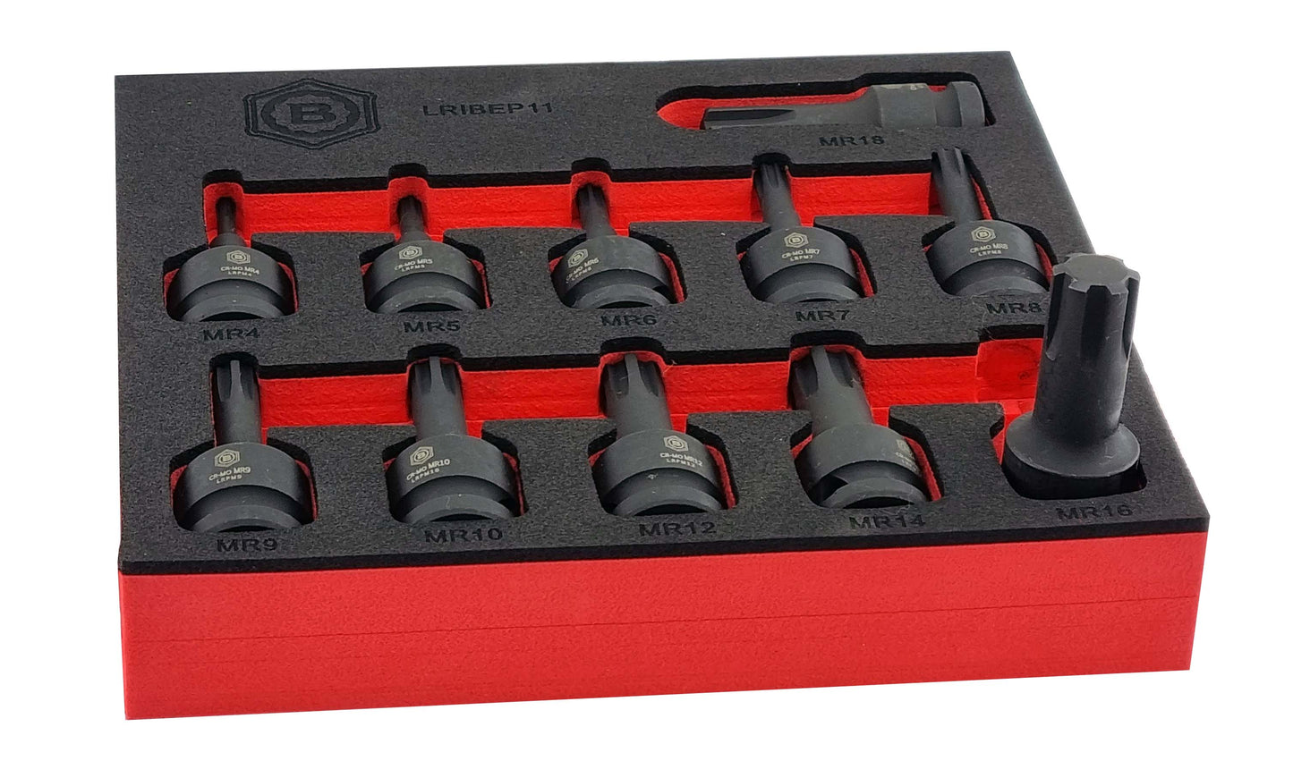 Britool Hallmark 1/2" Drive Ribe Impact Socket Set M4-M18 - LRIBEP11