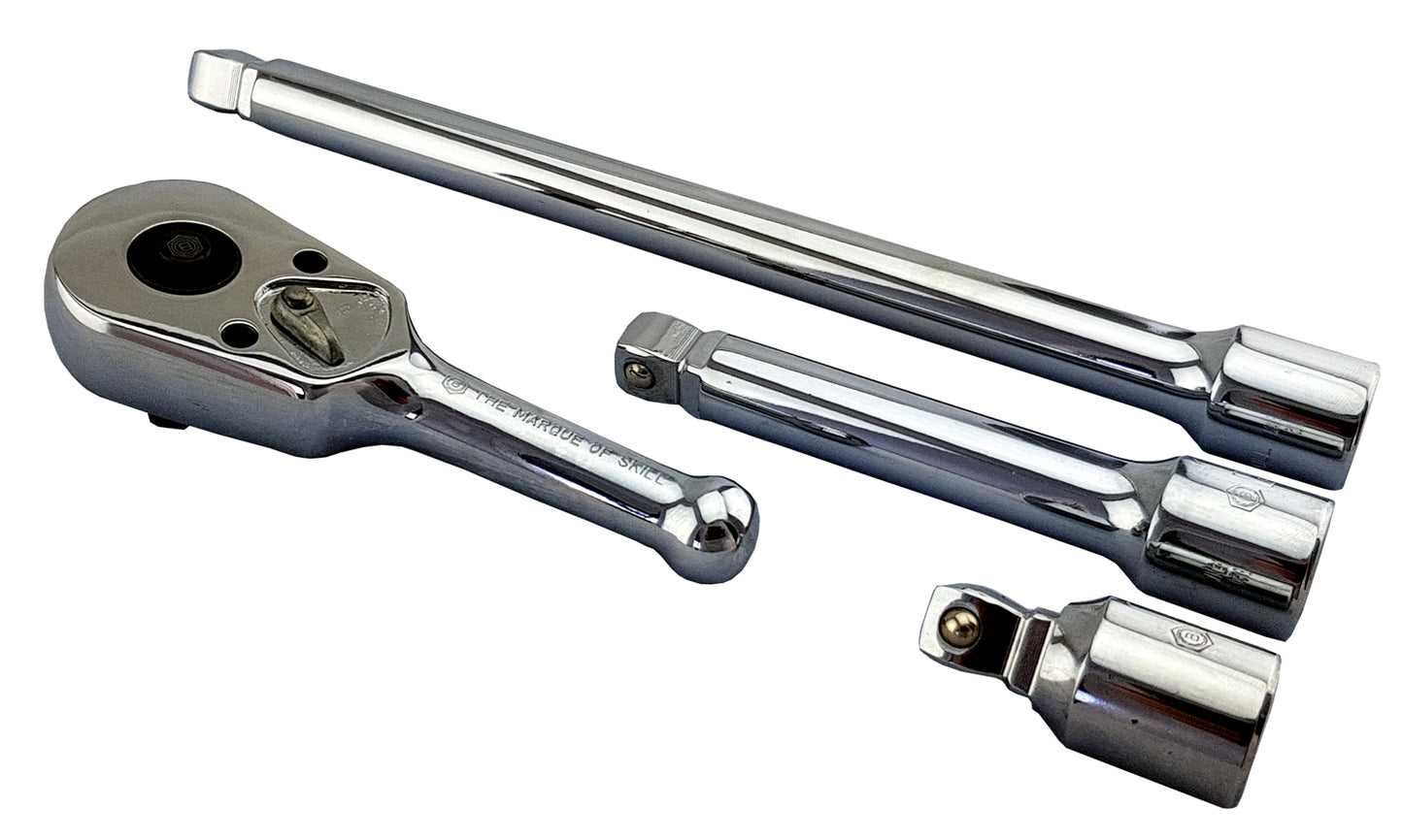 1/2" Drive Stubby Ratchet & Wobble Extension Bar Set Britool Hallmark