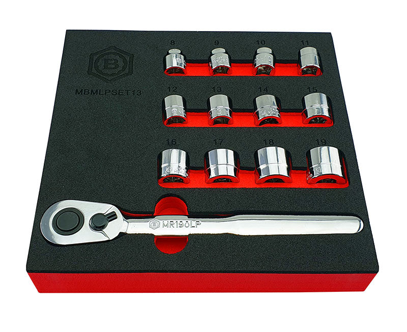 13pc Low Profile / Restricted Access Socket And Ratchet Set From Britool Hallmark