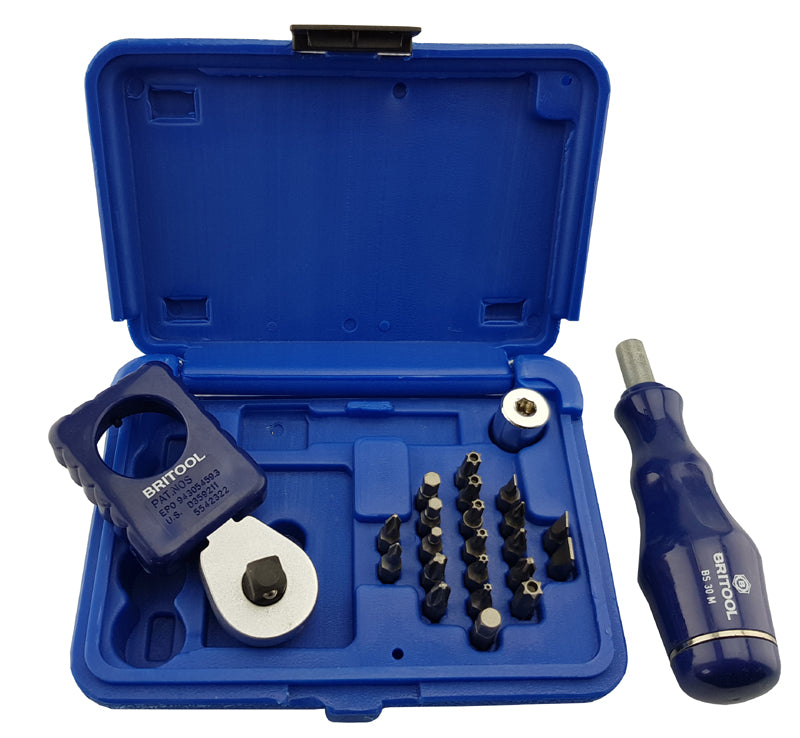 3/8" Palm Ratchet & Bit Set Set + Bit Driver - Contains PZ, PH, TRX, Hex Bits