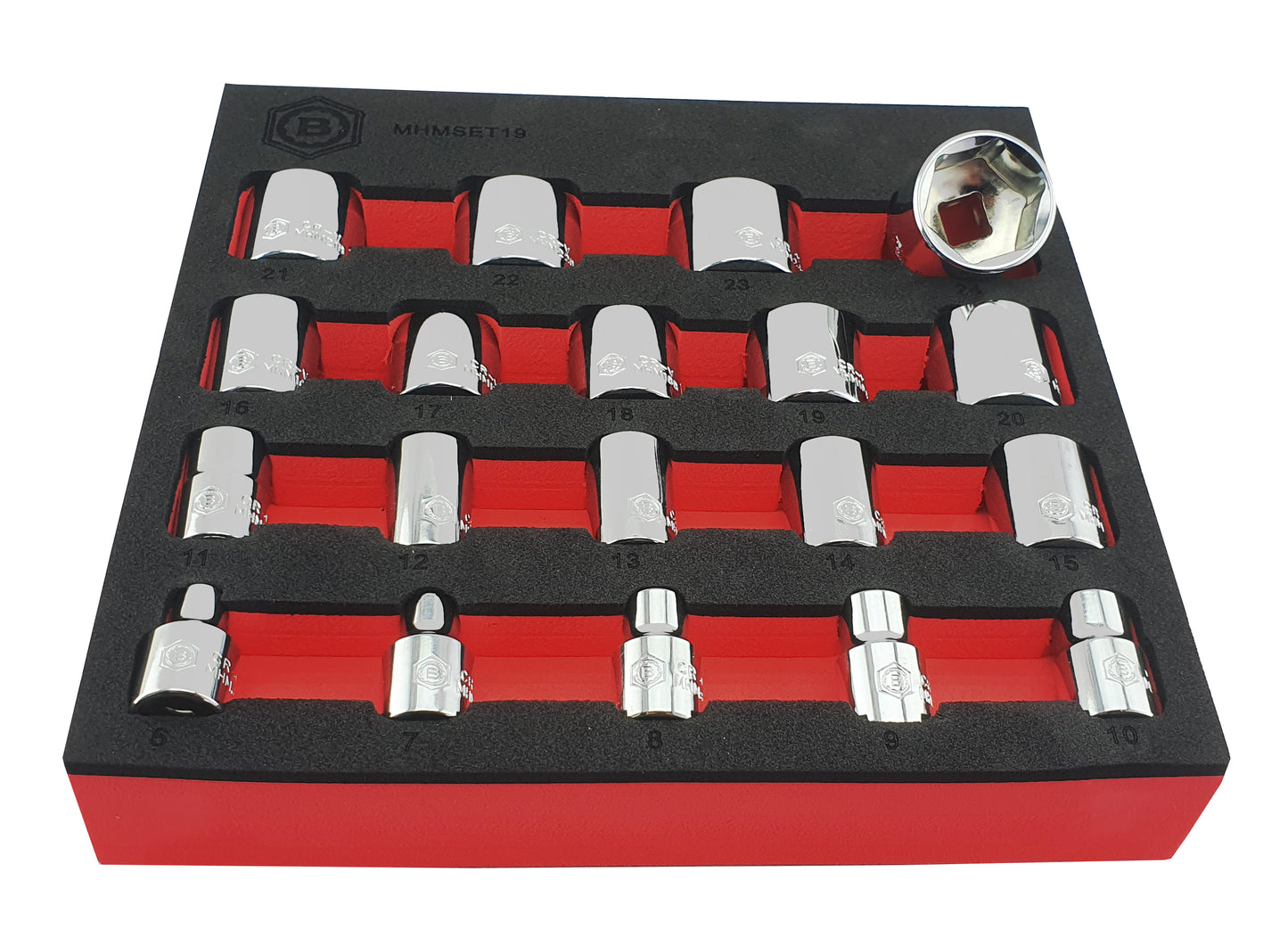 19pc 3/8" Drive Chrome Socket Set (6-Point) Sizes 8-24mm From Britool Hallmark