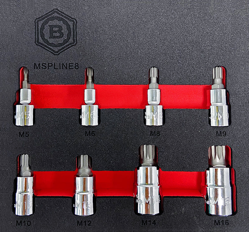 8pc Triple Square | Spline | XZN Bit Socket Set From Britool Hallmark Mspline8