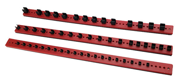 3pc Magnetic Socket Organiser Rails For 1/4", 3/8" & 1/2" Sockets