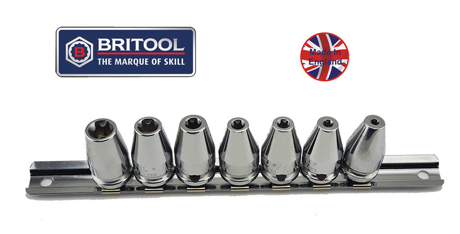 Rare Britool England 7pc 3/8"Sd Torx Socket Set Mtxset7