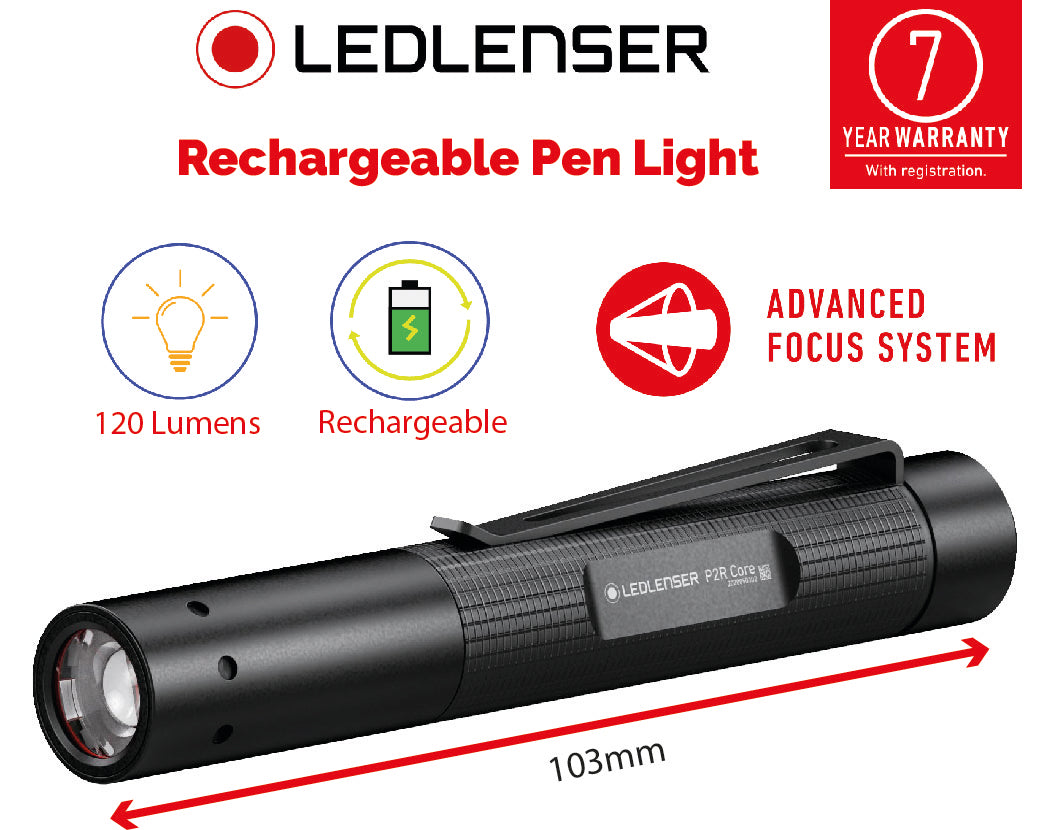 LEDlenser Powerful LED Rechargeable Pen Torch (120 Lumens) 7 Year Warranty