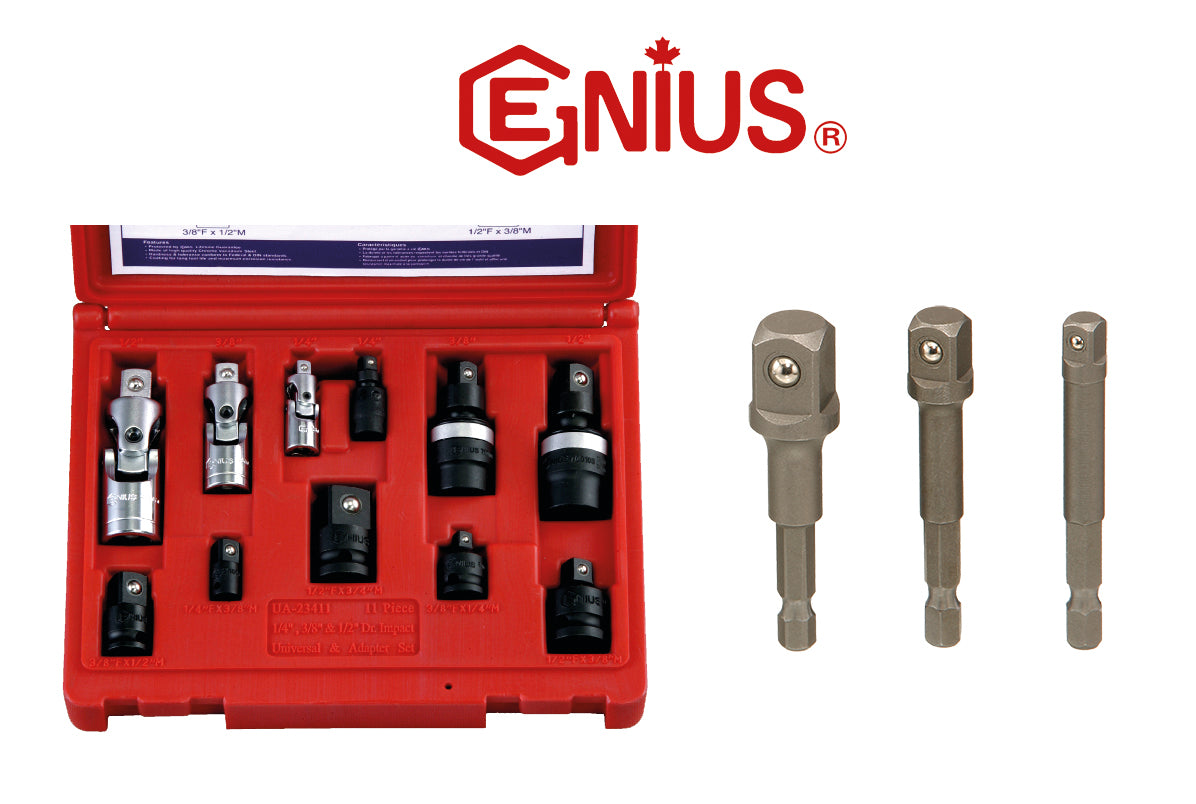 Genius Tools Impact Socket Adapters & Universal Joint Set + Drill Nut Spinner Set