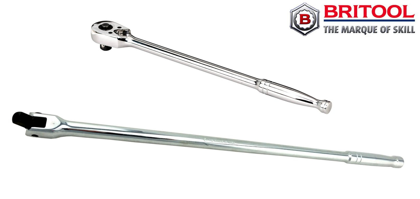 Britool Hallmark 3/8" Ratchet + Free Knuckle Bar 450mm