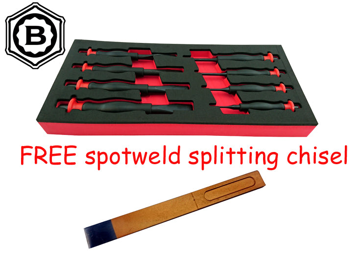 8pc Heavy Duty Punch & Chisel Set + Spotweld Splitting Chisel Britool Hallmark