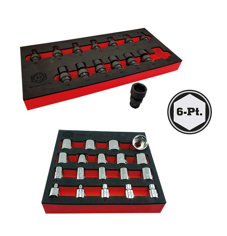 Britool Hallmark 3/8" Flexi Swivel Joint Impact Socket Set + Chrome Socket Set