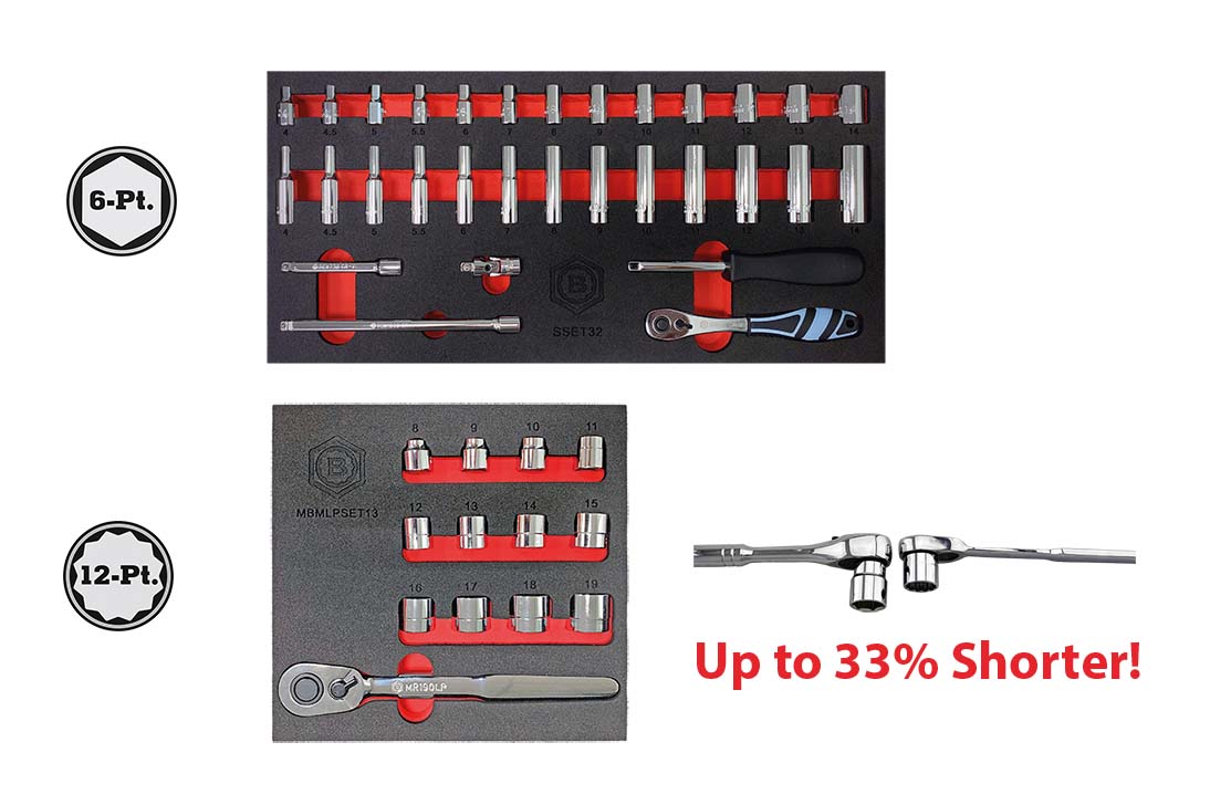 Britool Hallmark 1/4" Drive Socket Set + 3/8" Low Profile Socket & Ratchet Set