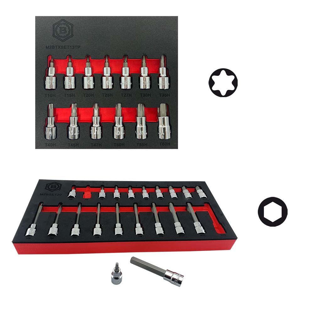 Torx Star Bit Socket Set + Hex / Allen Bit Socket Set 3/8" Dr - Britool Hallmark