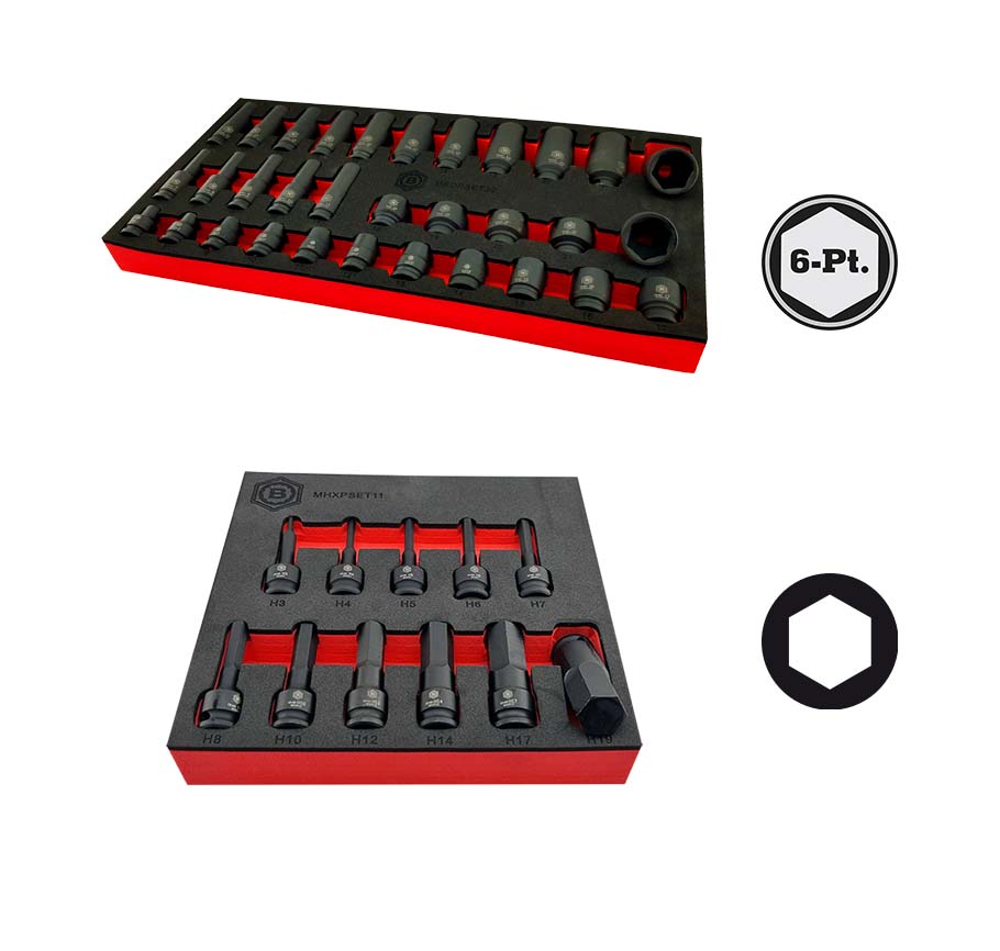 Britool Hallmark Standard & Deep Impact Socket Set 6-Point + Impact Hex Key Set