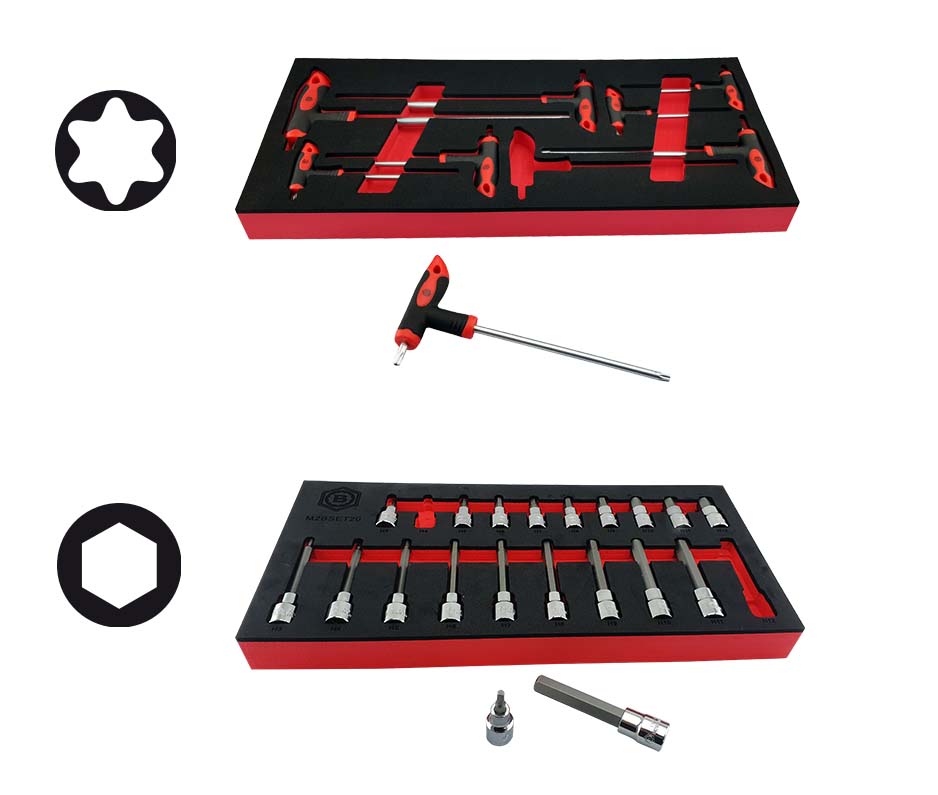 Britool Hallmark T-Handle Torx Key Set + Standard & Long Hex Bit Socket Set