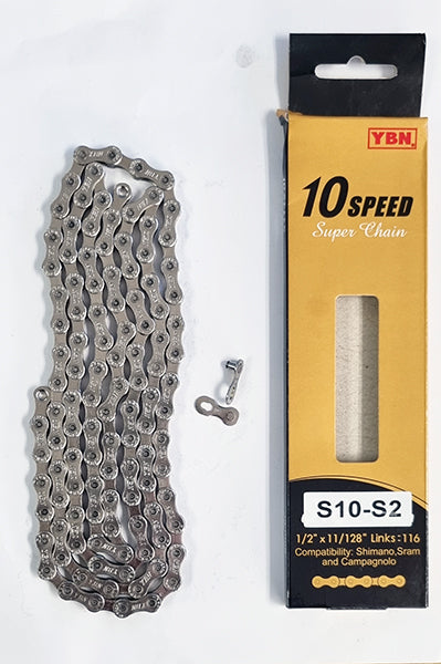 Ybn S10Cr S10 S2 Chrome 10 Speed Bike Chain - Shimano, Sram, Campagnolo