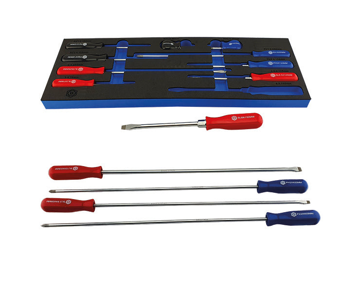 10pc Pozi, Slotted, Phillips Screwdriver Set + 4pc Xl Set From Britool Hallmark