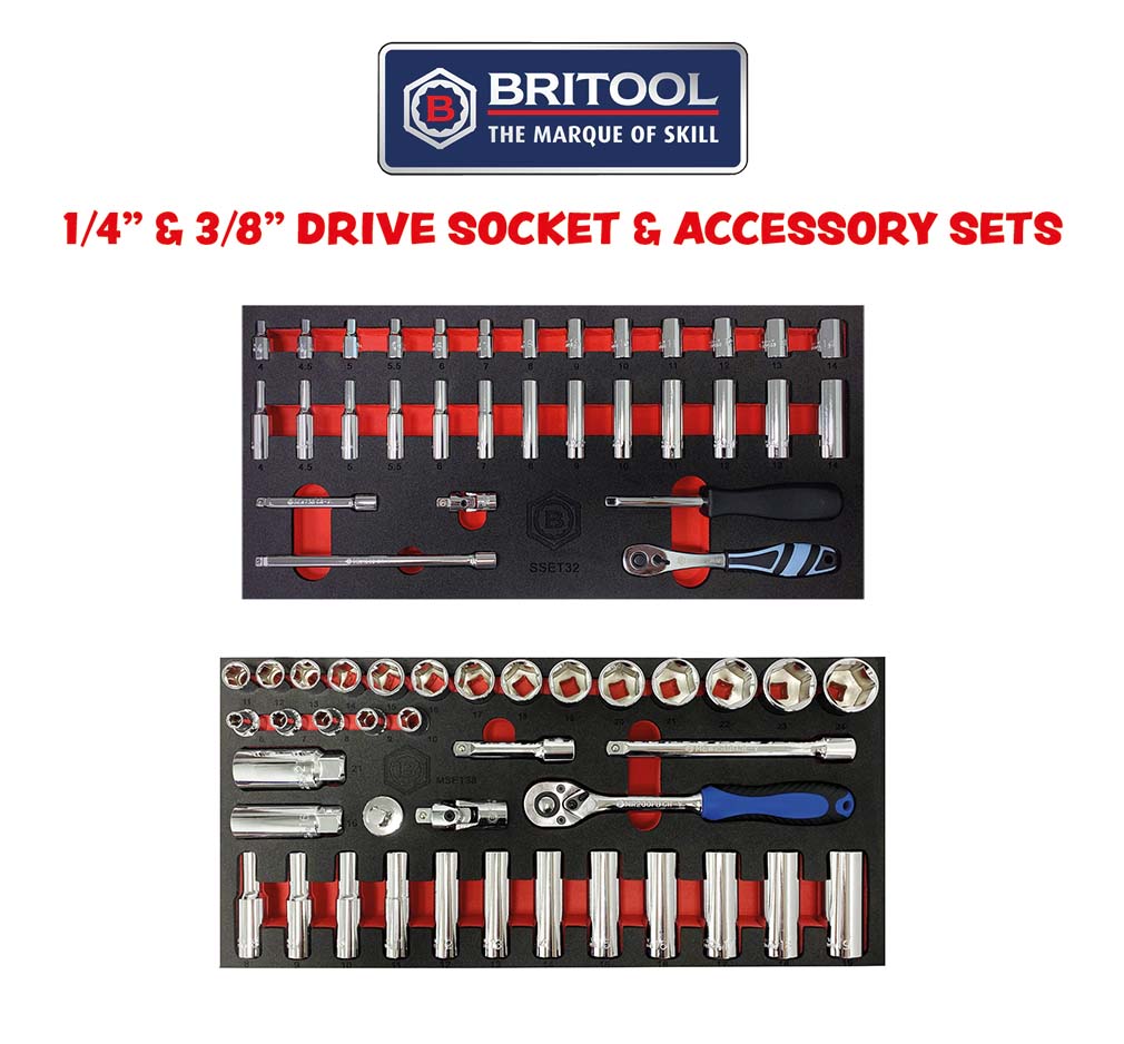 1/4" & 3/8" Drive Socket, Ratchet & Accessory Sets From Britool Hallmark