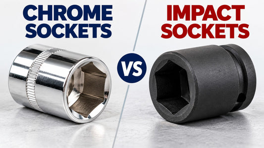 Chrome hand socket vs black impact socket comparison showing the differences between socket types.