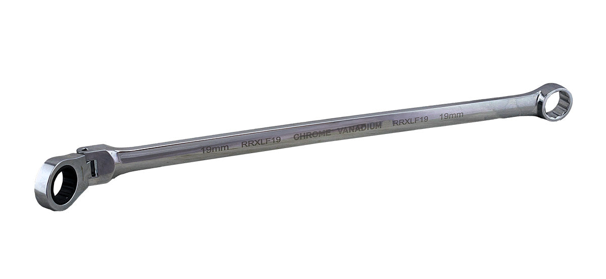 19mm extra long flex head ratchet spanner from Britool Hallmark RRXLFSET12.