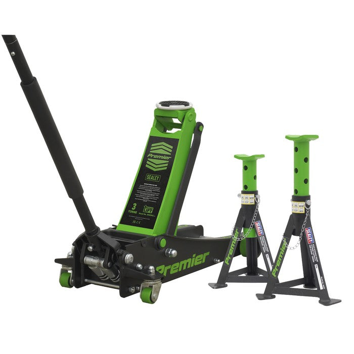 Trolley Jack 3tonne & Axle Stands (Pair) 3t per Stand Combo