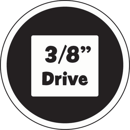 Circular icon with '3/8" Drive' text on a black background