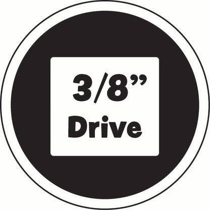 Circular icon with '3/8" Drive' text on a black background
