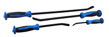 4 piece prybar set with blue and black rubberised handles.