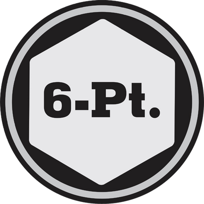 Logo with '6-Pt.' text inside a circular border to denote hexagon design