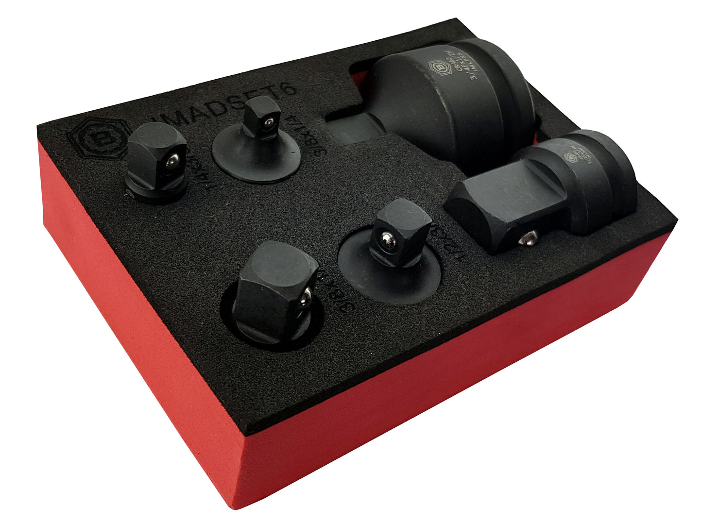 Britool Hallmark impact socket adapter set in EVA foam tray