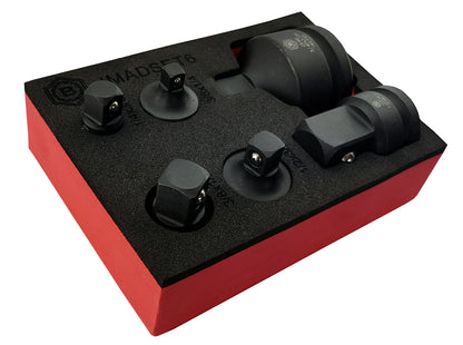 Britool Hallmark impact socket adapter set in EVA foam tray