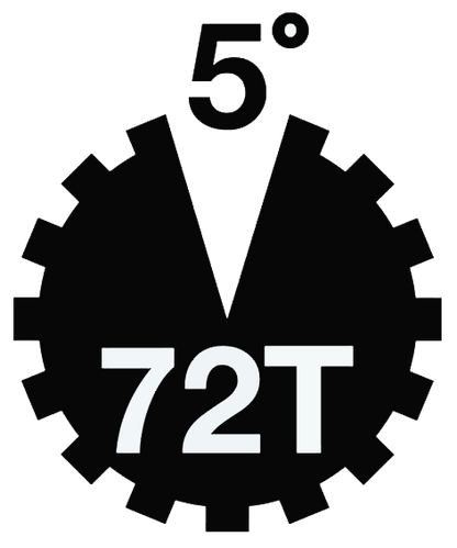 Black gear-like symbol with '5°' at the top and '72T' at the bottom on a white background