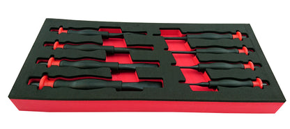 8 piece set of heavy duty punch and chisels supplied in tool control foam tray from Britool Hallmark range.