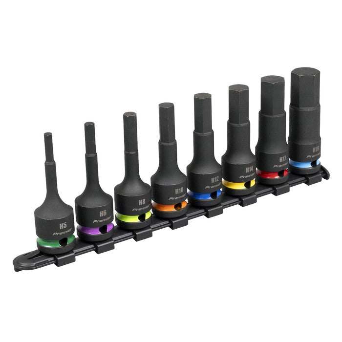 Sealey Premier Hex Impact Socket Bit Set 1/2"Sq Drive 8pc