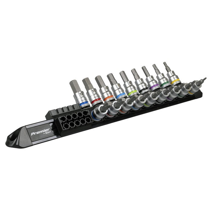 Sealey Premier Platinum Series Hex & TRX-Star* Socket Bit Set 3/8"Sq Drive 18pc