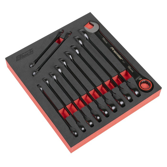 Sealey Premier Black Combination Ratchet Spanner Set 12pc