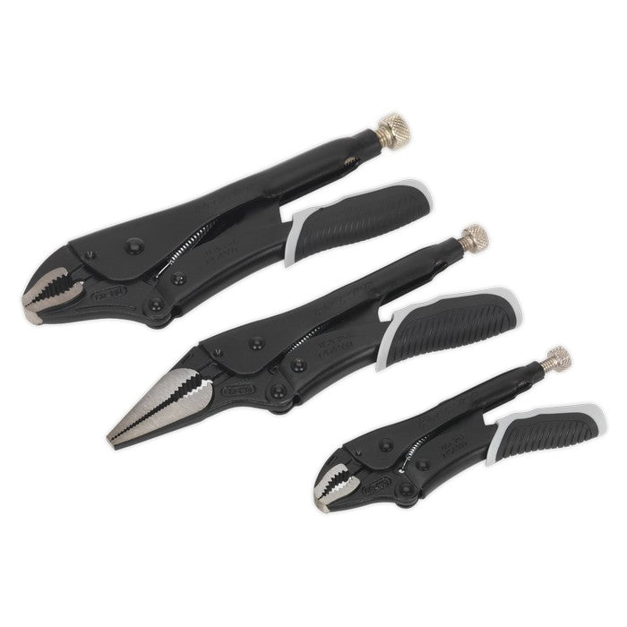 Locking Pliers Set 3pc Quick Release Premier Black