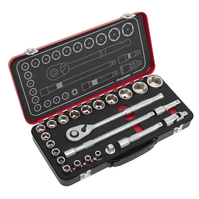 Socket Set 1/2"Sq Drive 24pc -  Premier Platinum